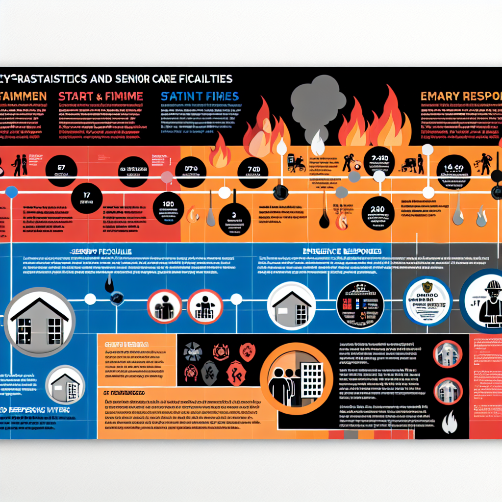 Infographic summarizing key statistics and timelines related to the Eaton fire, vividly illustrating the impact of the fire on senior care facilities and emergency response procedures.