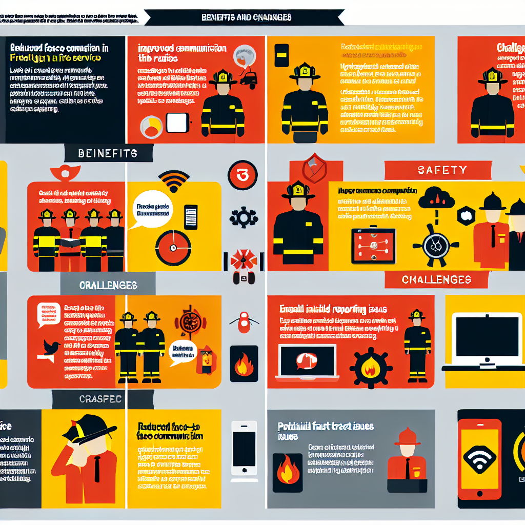 Infographic summarizing technology benefits and challenges in fire service