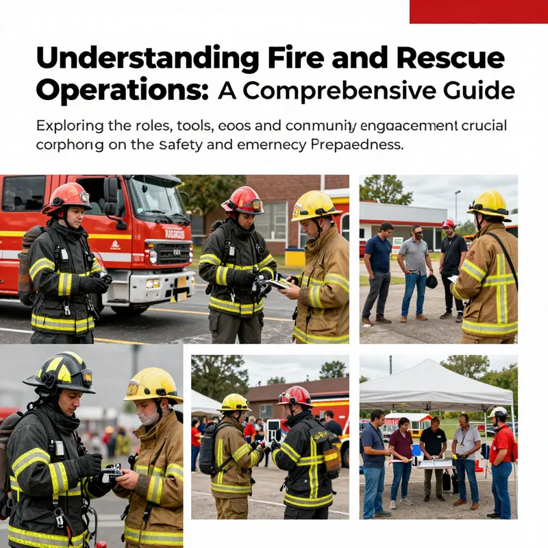 A collage showing firefighters in action during emergencies and engaging with the community in fire safety education.
