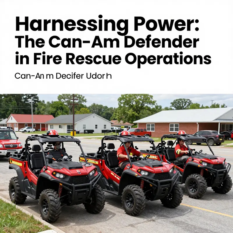 Community scene featuring Can-Am Defender UTVs poised for action, epitomizing readiness in emergency response.