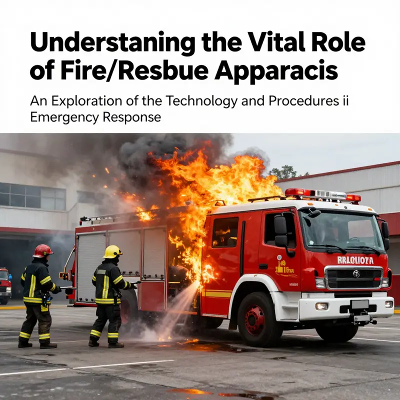 Firefighters operating a fire/rescue vehicle, actively engaged in firefighting efforts at the scene of a blaze.