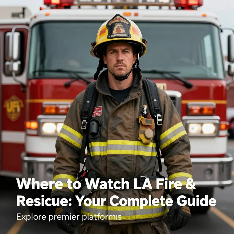 A firefighter in uniform standing valiantly in front of a shiny fire truck.