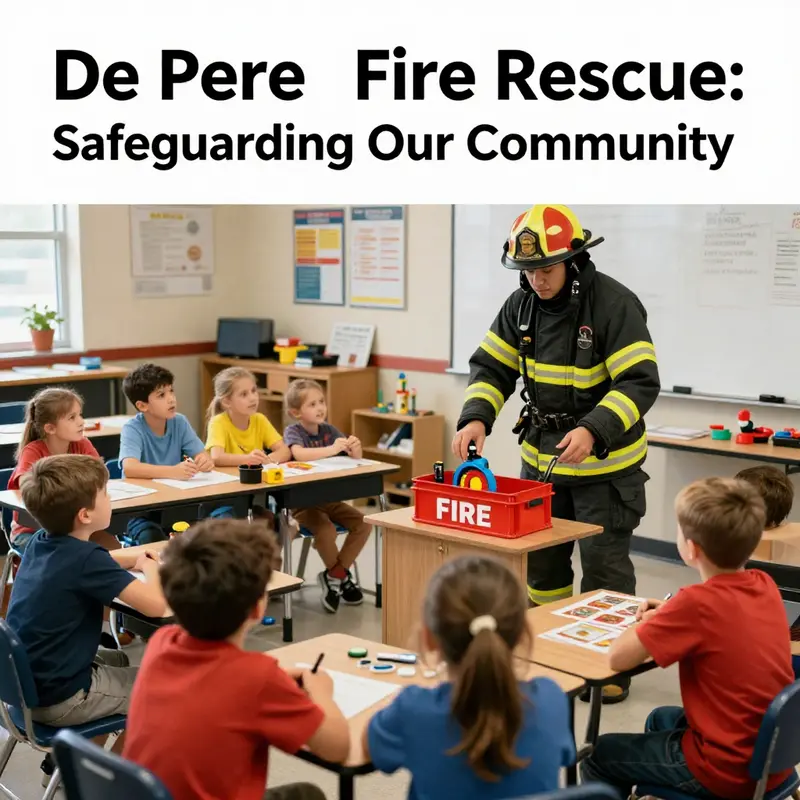 De Pere Fire Rescue personnel engage with the community during a public safety event.