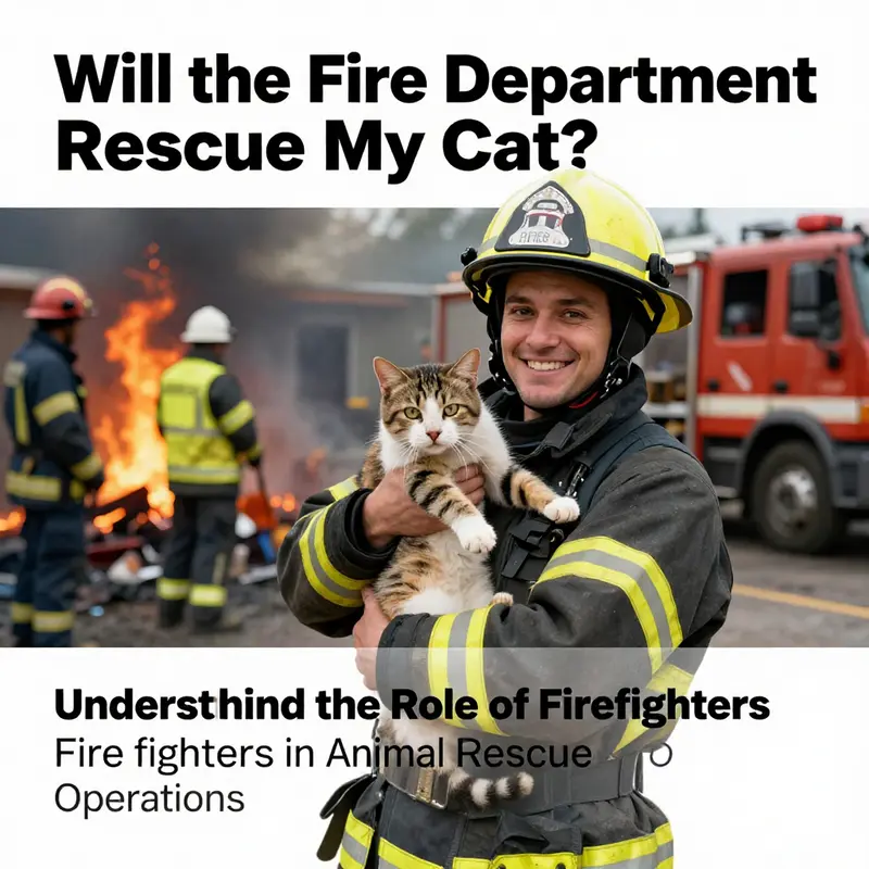 A firefighter holding a cat after a successful rescue operation.