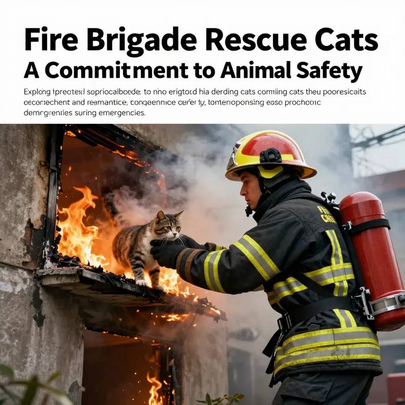 A firefighter rescuing a cat from a fire, symbolizing the heroic efforts of fire brigades in animal rescue.
