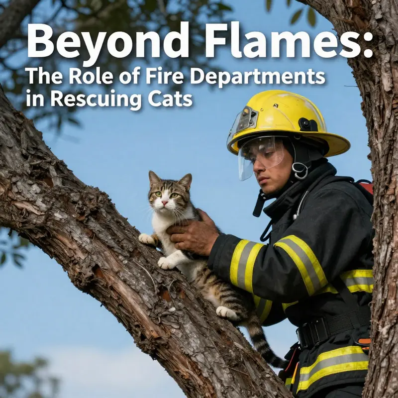 A firefighter demonstrates their commitment to rescuing animals in perilous situations.