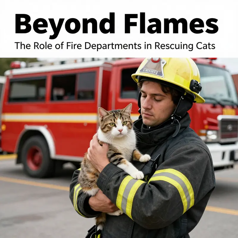 A firefighter lovingly cradles a rescued cat, showcasing the emotional bond formed during animal rescues.