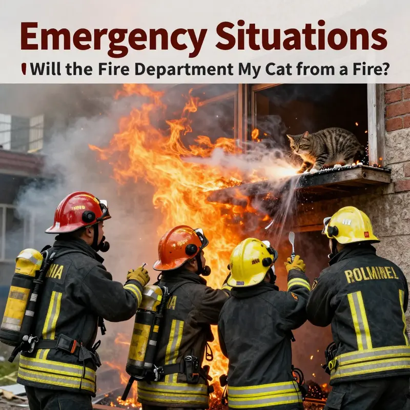 A firefighter actively engaged in the rescue of a cat from a dangerous situation.