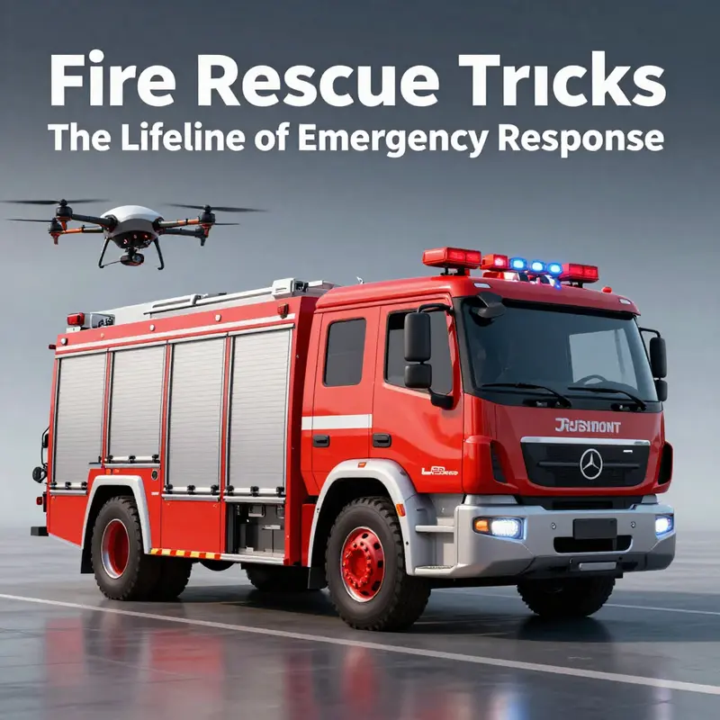 Different types of fire rescue trucks ready for various emergency situations.