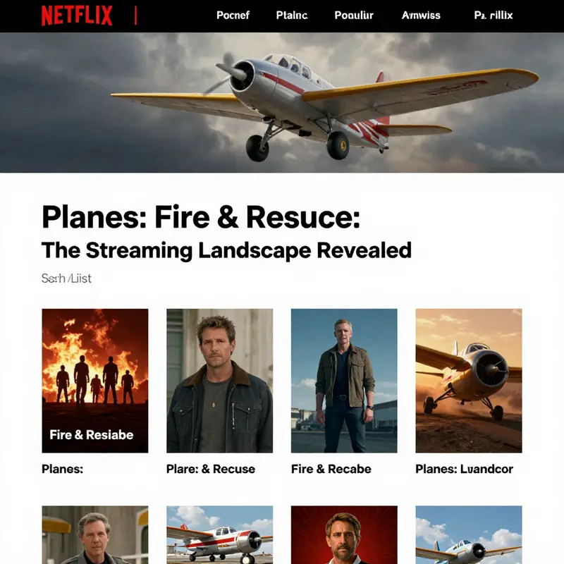 The Netflix homepage showing popular titles, with Planes: Fire & Rescue notably absent.