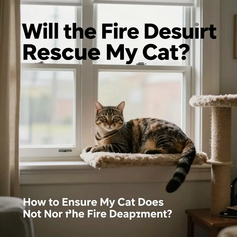 A firefighter actively engaged in the rescue of a cat from a dangerous situation.