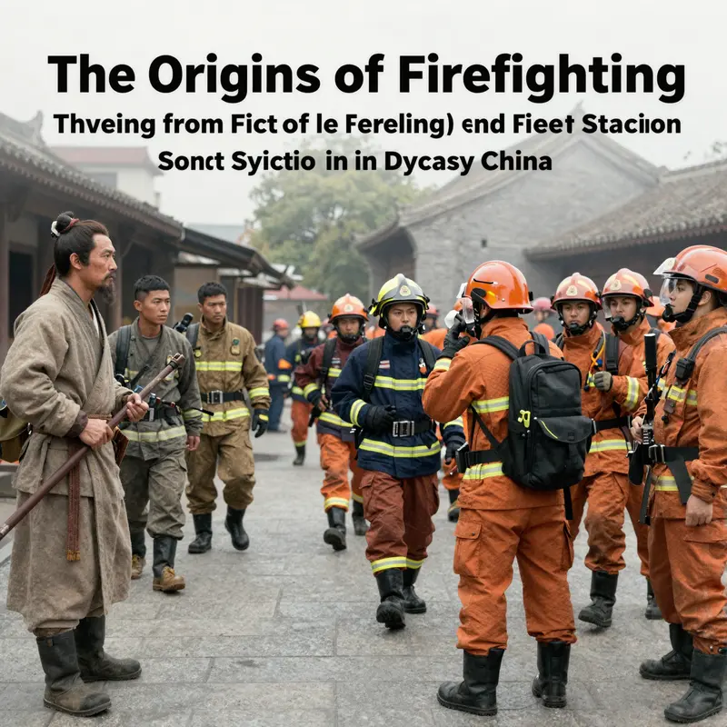 Illustration of Kaifeng during the Song Dynasty, featuring the first organized fire station.