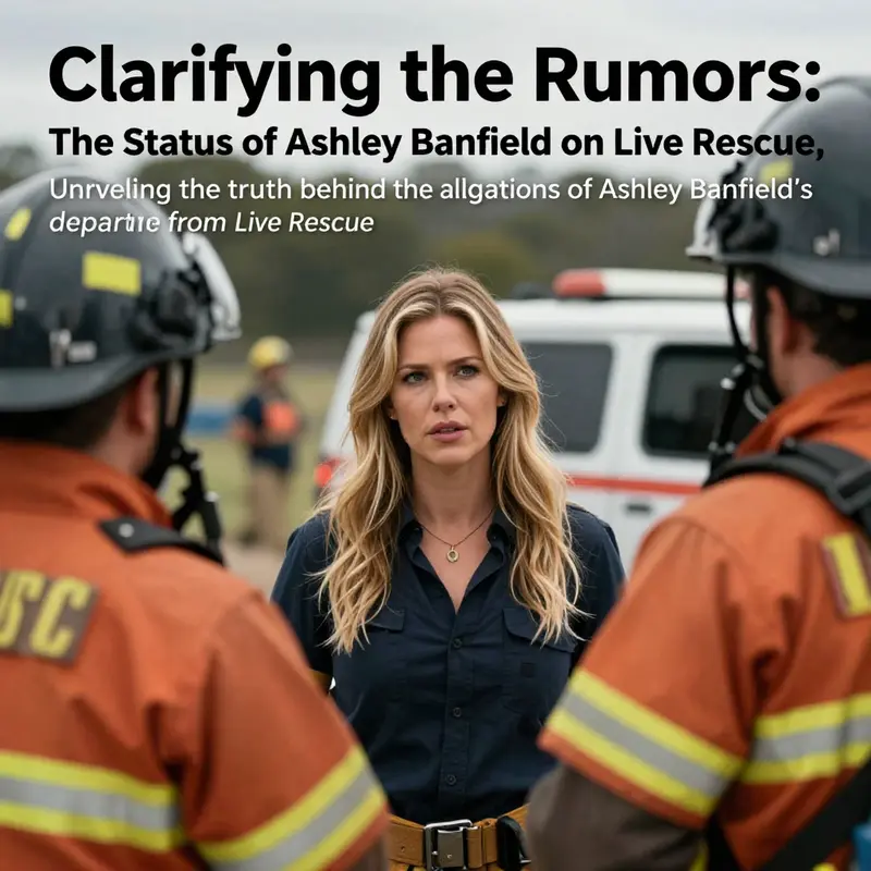 Ashley Banfield on the set of Live Rescue, surrounded by emergency responders, highlighting her connection to the team.