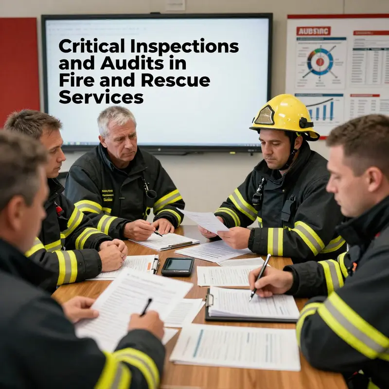 A fire inspector conducts a thorough examination of a building to identify fire hazards and ensure safety compliance.