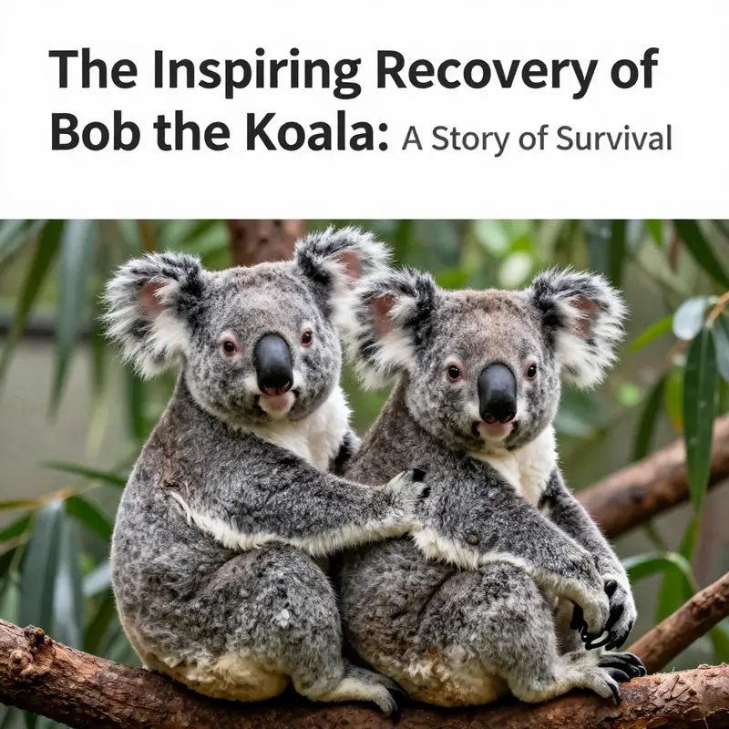 Bob the koala receiving care in a wildlife rehabilitation center, showcasing the efforts made for his recovery.