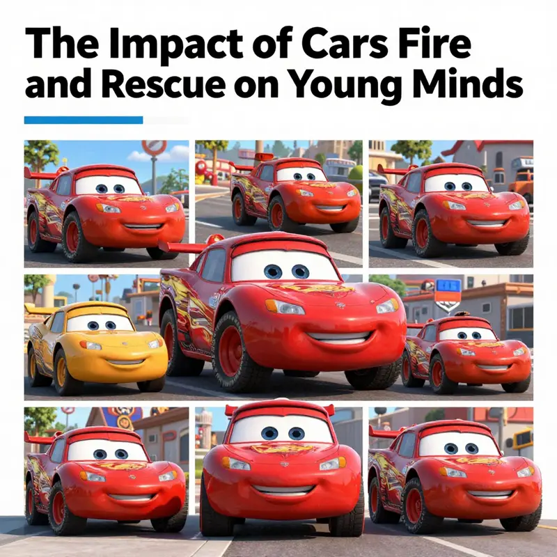 A vibrant collage showcasing key moments and characters from Cars Fire and Rescue, highlighting its educational impact.