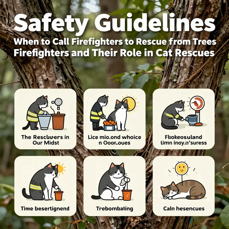 A firefighter utilizes specialized equipment to rescue a stranded cat from a tree.