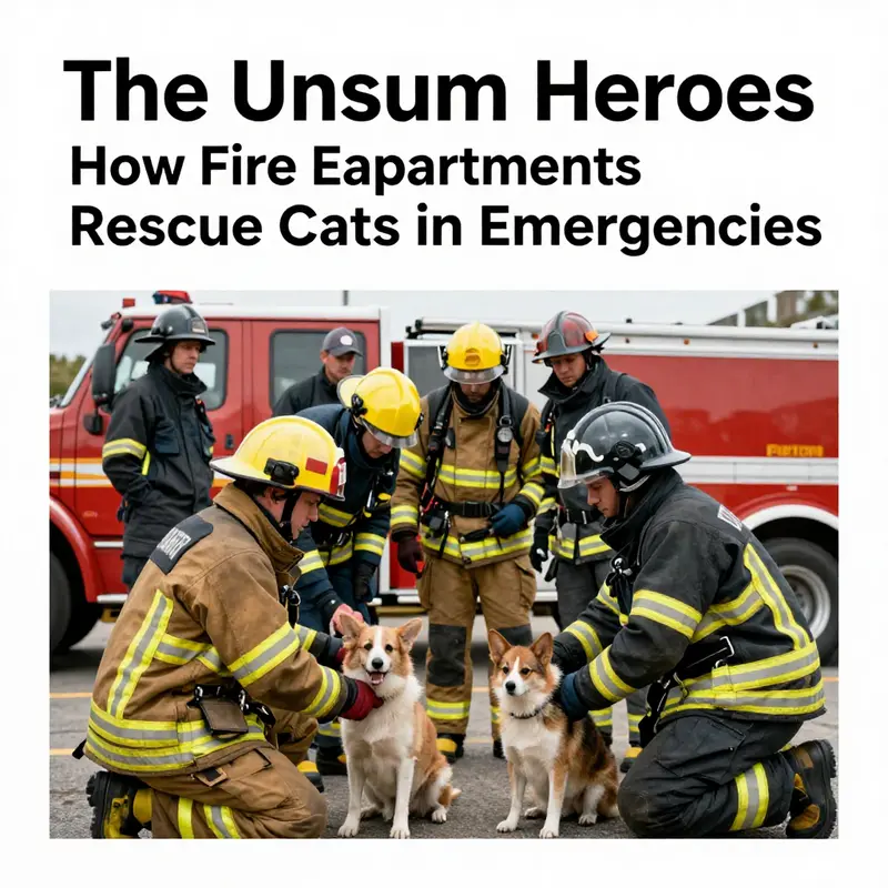 Firefighters bravely rescue a cat from a smoke-filled building, showcasing their commitment to saving lives.