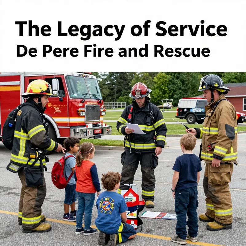 A glimpse of De Pere Fire and Rescue’s early days, highlighting historical equipment and firefighters.