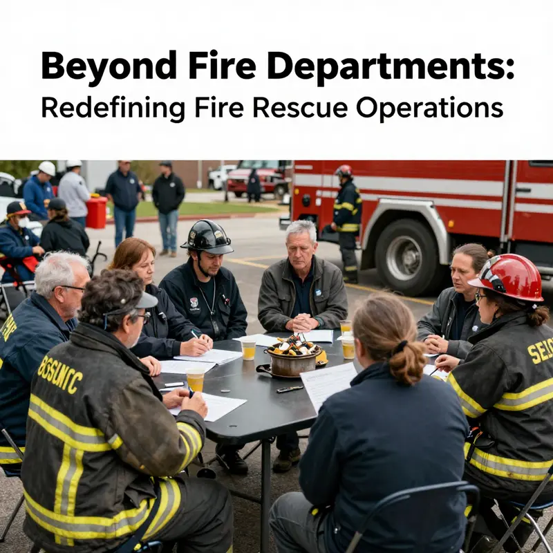 Firefighters coordinating a rescue operation, demonstrating their crucial role in emergency response.