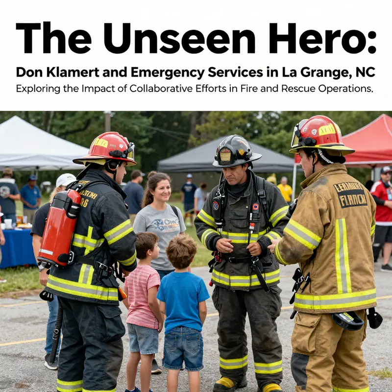 A scene depicting firefighters interacting with families at a safety event, emphasizing community collaboration and emergency readiness.