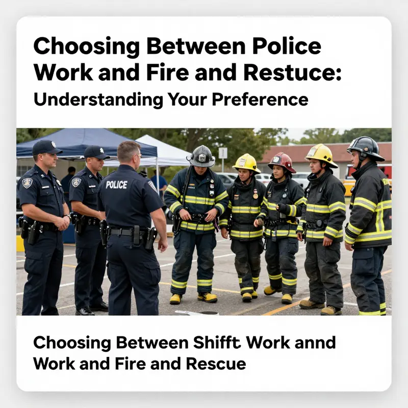 A visual comparison of police work and fire and rescue, highlighting their distinct environments and community roles.