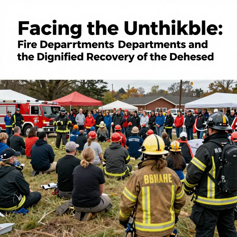 Fire department search and rescue team performing a recovery operation with respect and dignity.