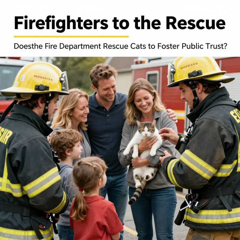 A firefighter rescues a cat from a fire, exemplifying the courage and compassion of fire departments.