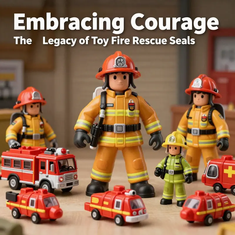A vibrant display of various toy fire rescue seals, encapsulating the spirit of bravery and firefighting.