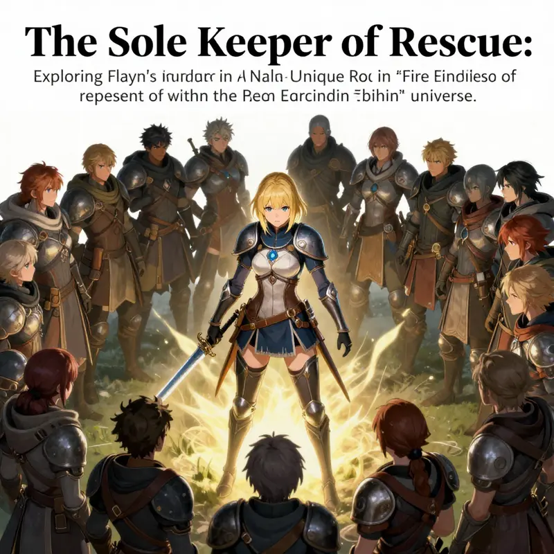 Flayn surrounded by allies in *Fire Emblem*, illustrating her role and the unique Rescue ability in a dramatic setting.