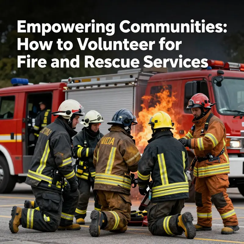 A diverse team of volunteer firefighters actively coordinating during an emergency situation, symbolizing service and commitment.