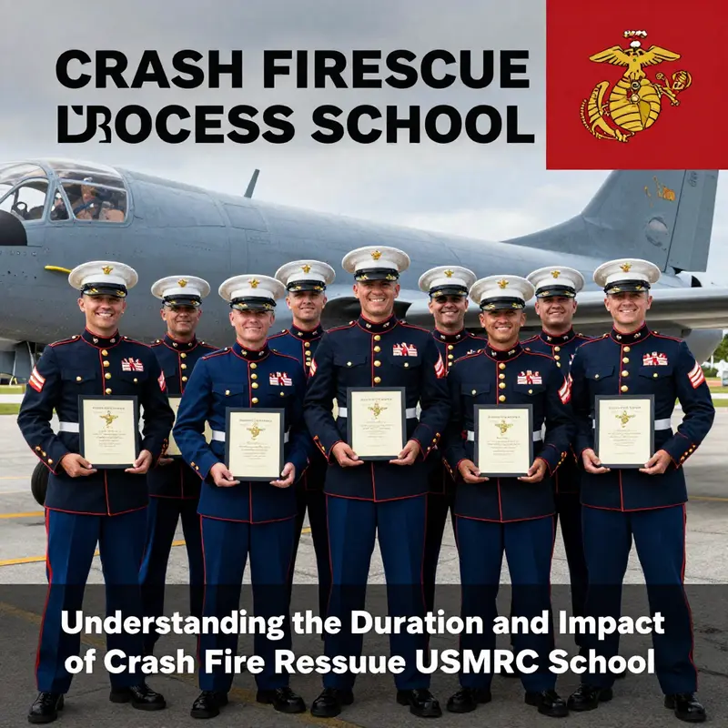 Marines participating in a training session at the Crash Fire Rescue School, emphasizing the rigorous structure of the program.
