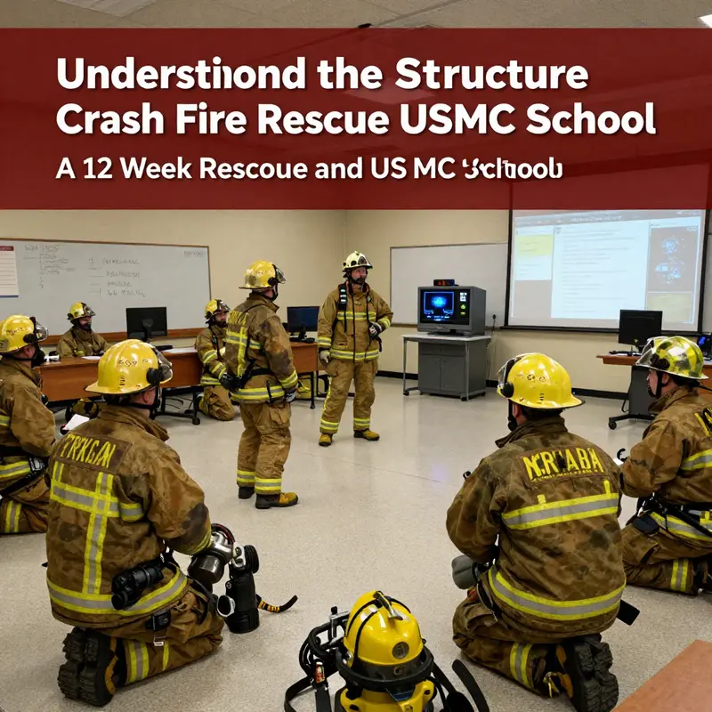 Marines participating in a training session at the Crash Fire Rescue School, emphasizing the rigorous structure of the program.