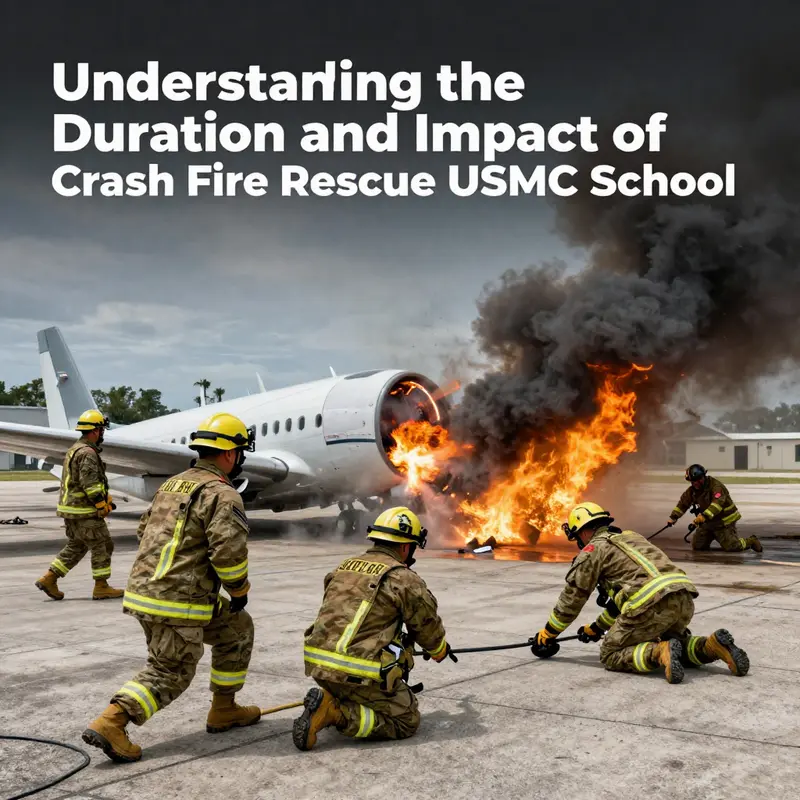 Marines participating in a training session at the Crash Fire Rescue School, emphasizing the rigorous structure of the program.