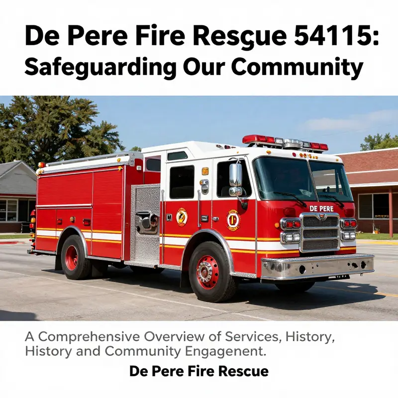 De Pere Fire Rescue truck positioned in front of a community landscape, representing safety and emergency readiness.