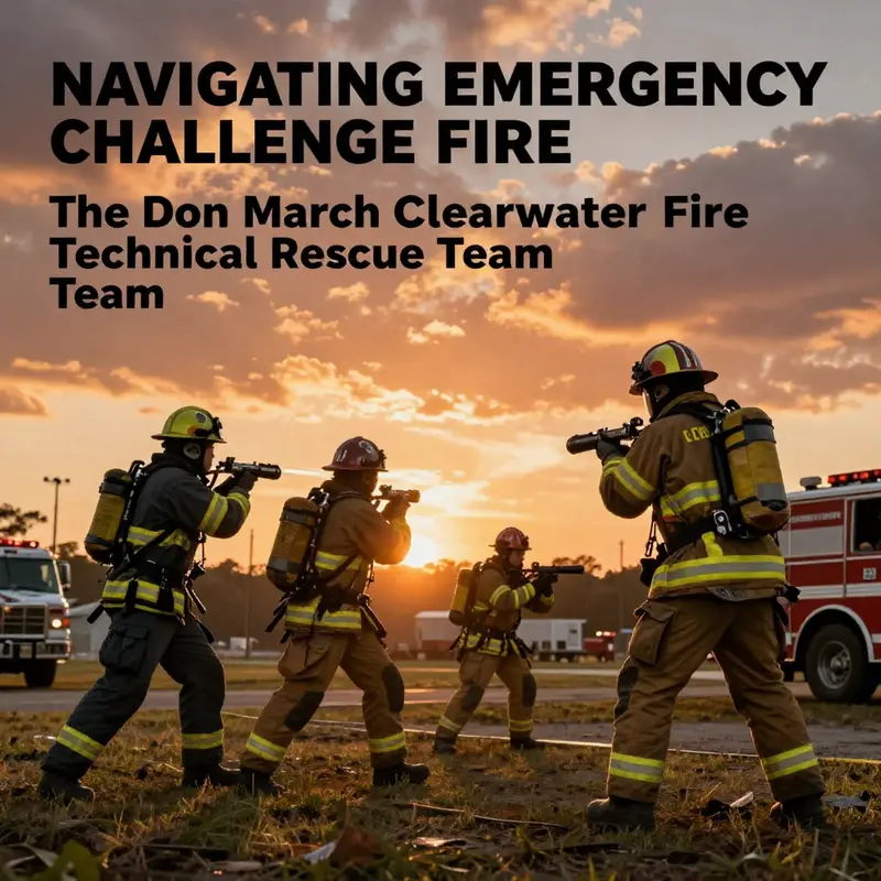 The Don March Clearwater Fire Technical Rescue Team training at sunset, showcasing their commitment to excellence in emergency services.