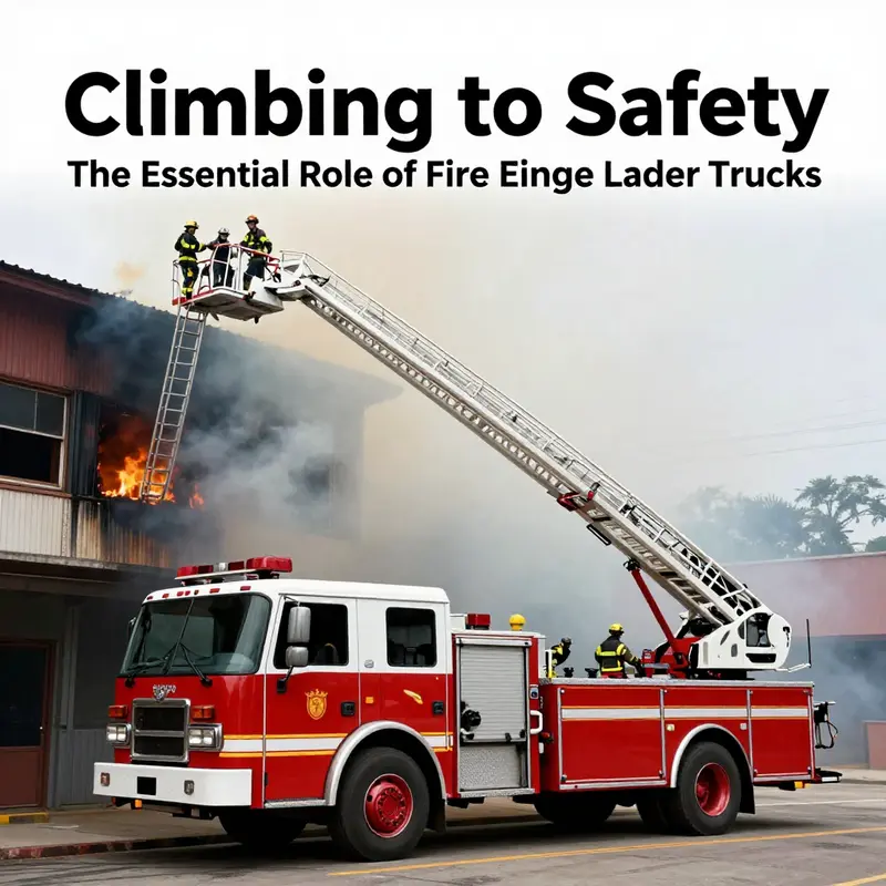 Firefighters are in action, using a ladder truck to reach and rescue individuals from the upper floors of a burning building.