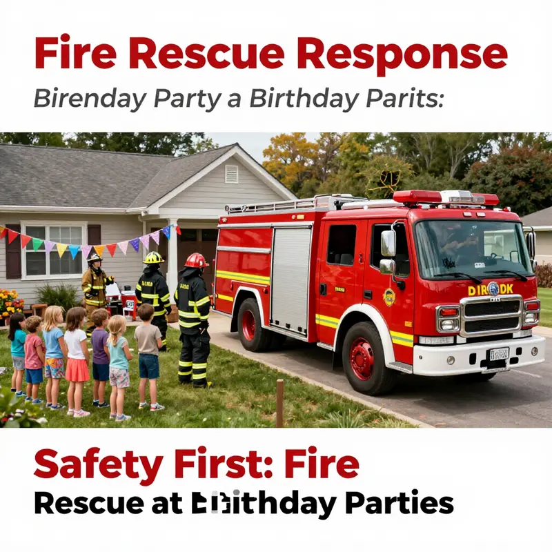 Firefighters responding to an emergency during a birthday party, ensuring the safety of guests.