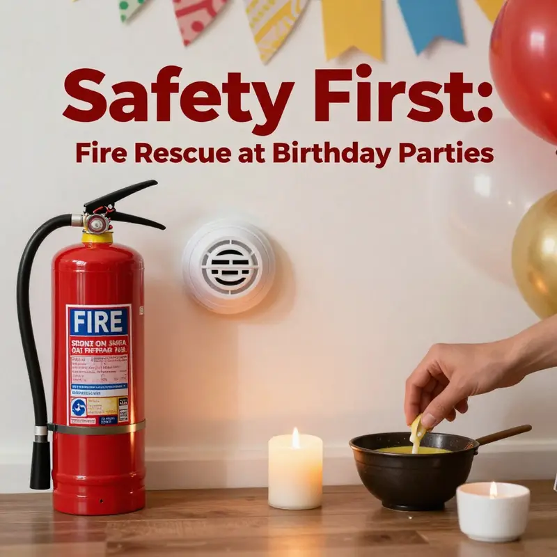 Firefighters responding to an emergency during a birthday party, ensuring the safety of guests.