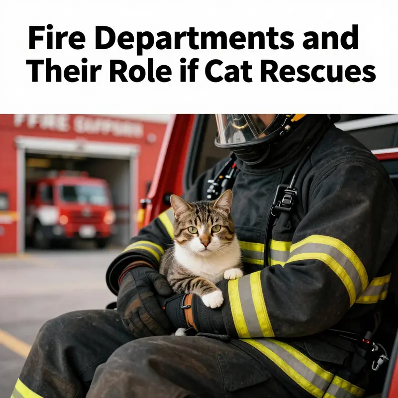 Firefighters demonstrating their commitment to community by rescuing cats in the urban environment.