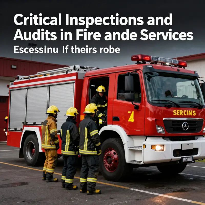 Firefighters preparing to respond to an emergency with fire truck and gear visibly set.