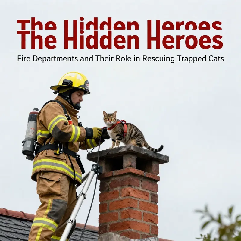 A firefighter carefully removing a trapped cat from a tree, highlighting the compassion involved in animal rescues.