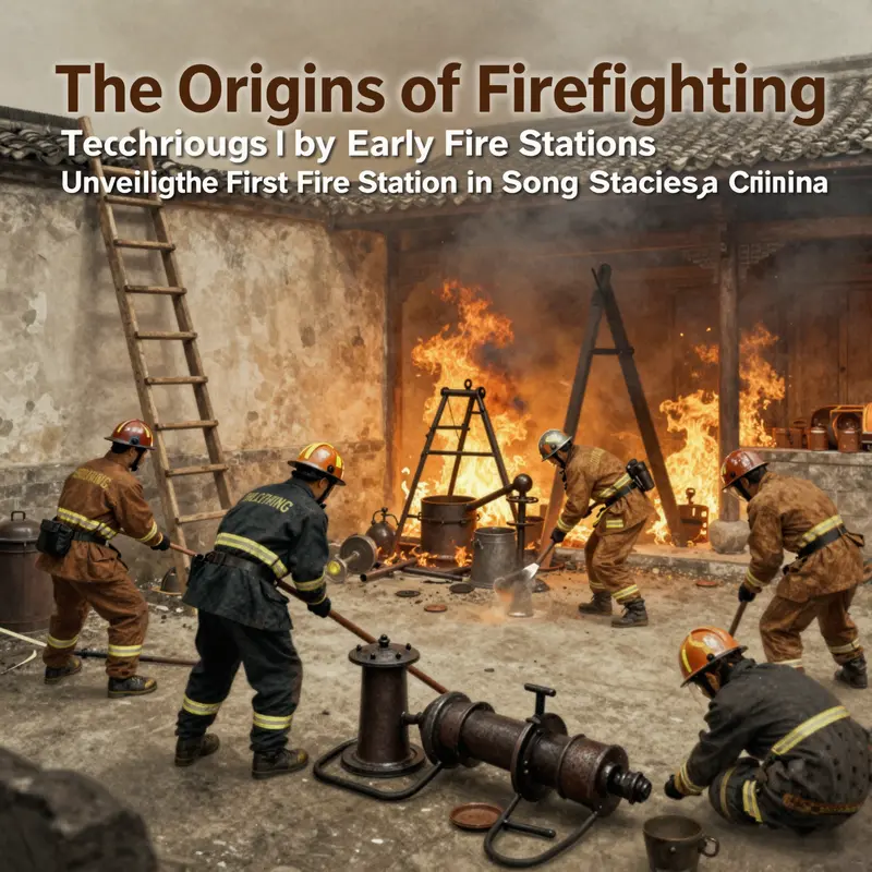 Illustration of Kaifeng during the Song Dynasty, featuring the first organized fire station.