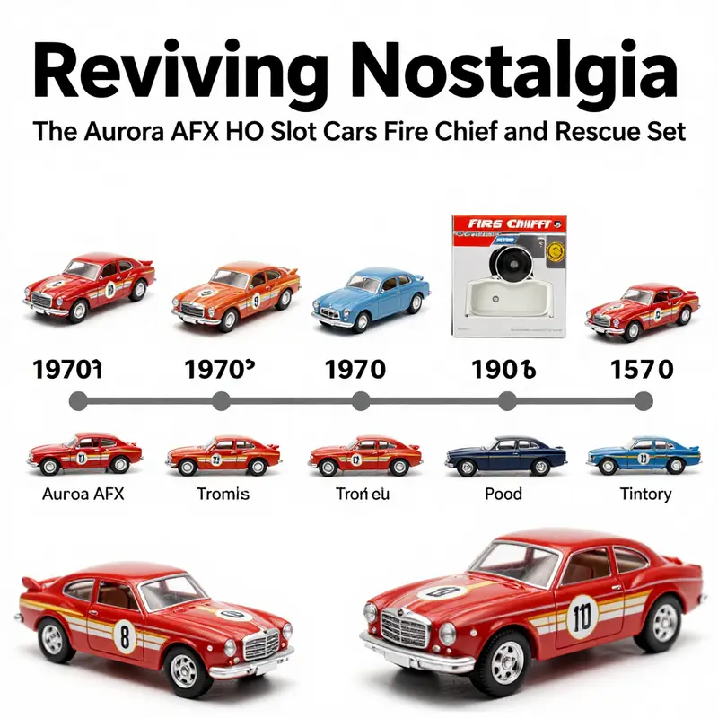 Overview of the Aurora AFX HO Slot Cars Fire Chief and Rescue Set, highlighting its unique slotless design and vibrant aesthetics.
