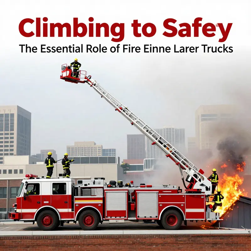 Firefighters are in action, using a ladder truck to reach and rescue individuals from the upper floors of a burning building.