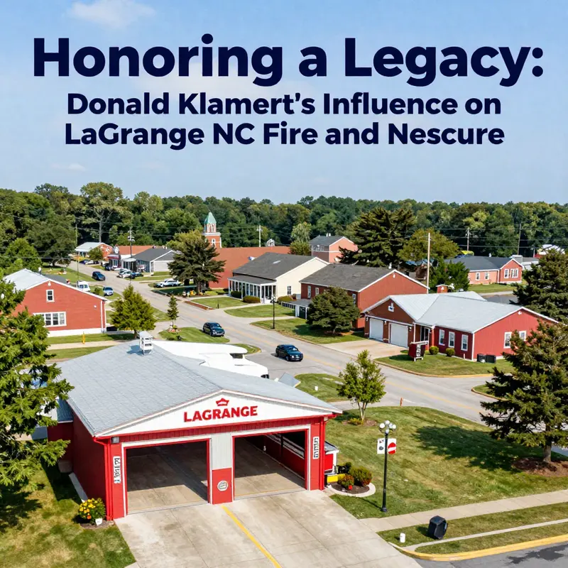 A panoramic view of LaGrange, North Carolina, featuring the local fire station.