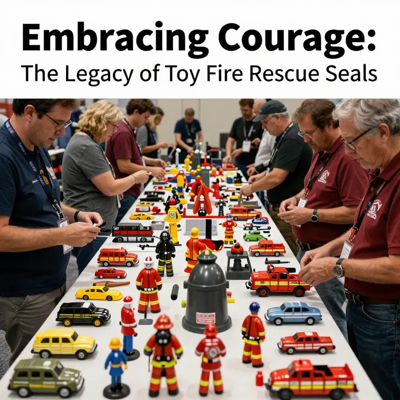 An illustration of toy fire rescue seals capturing the essence of courage and community service in firefighting.