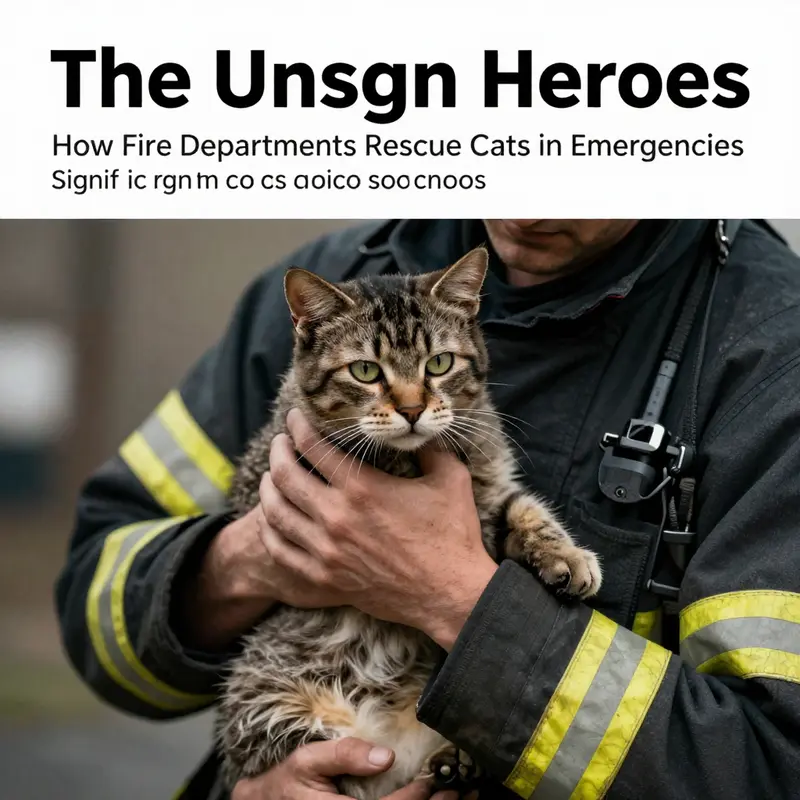 Firefighters bravely rescue a cat from a smoke-filled building, showcasing their commitment to saving lives.