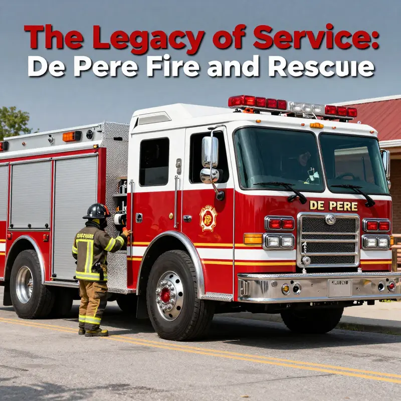 A glimpse of De Pere Fire and Rescue’s early days, highlighting historical equipment and firefighters.