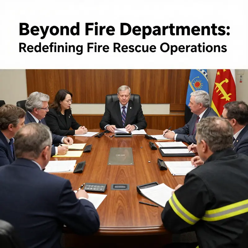 Firefighters coordinating a rescue operation, demonstrating their crucial role in emergency response.